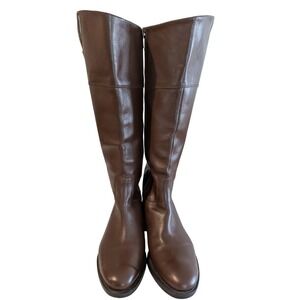 Enzo Angiolini Women Brown Leather Knee High Boots Side Zip Block Heel Size 8M